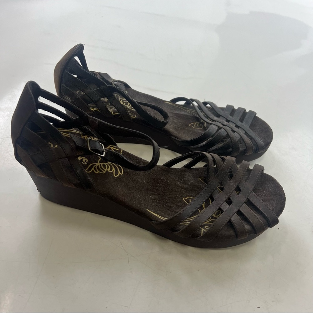 skechers women’s  brown strappy peep toe sandals US9.5 L74-9 - Picture 2 of 5
